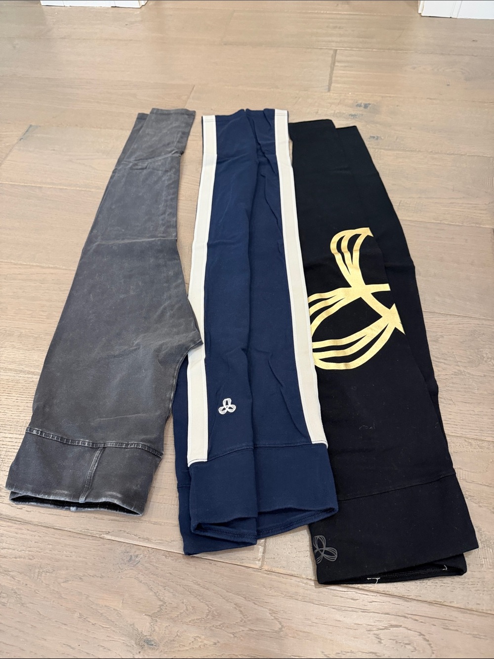 TNA Girls Leggings Pack - Gray, Navy & Black with Yellow Accent